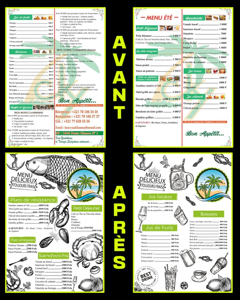 carte menu keur yaadikoone by fatimata yats